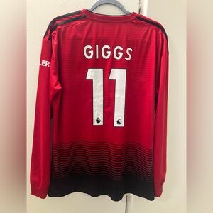GIGGS 11 Manchester United 2018 2019 Long Sleeve Soccer Jersey Shirt Mens Sz L